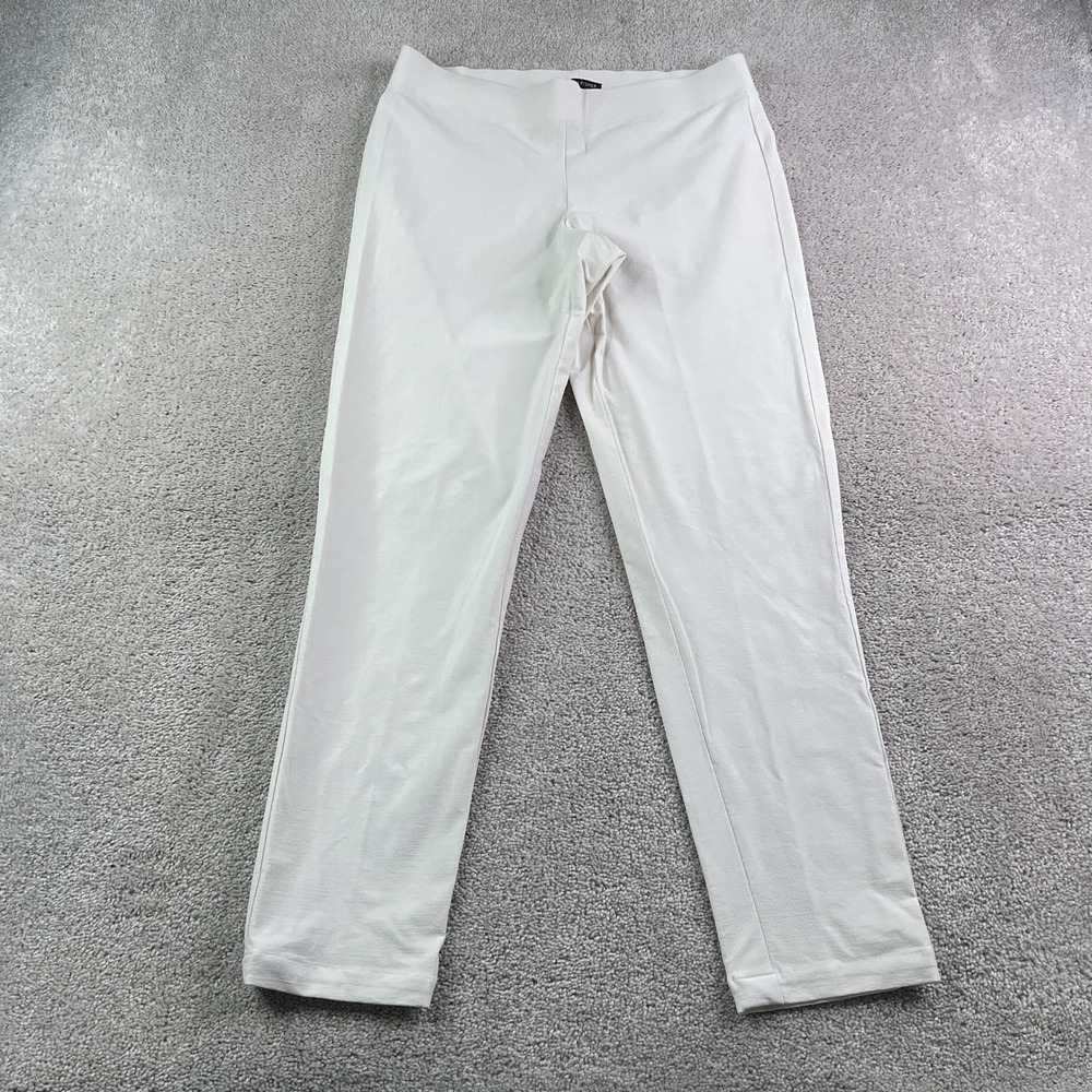 Eileen Fisher Pants Women Medium White Crepe Slim Straight Stretch Quiet Luxury